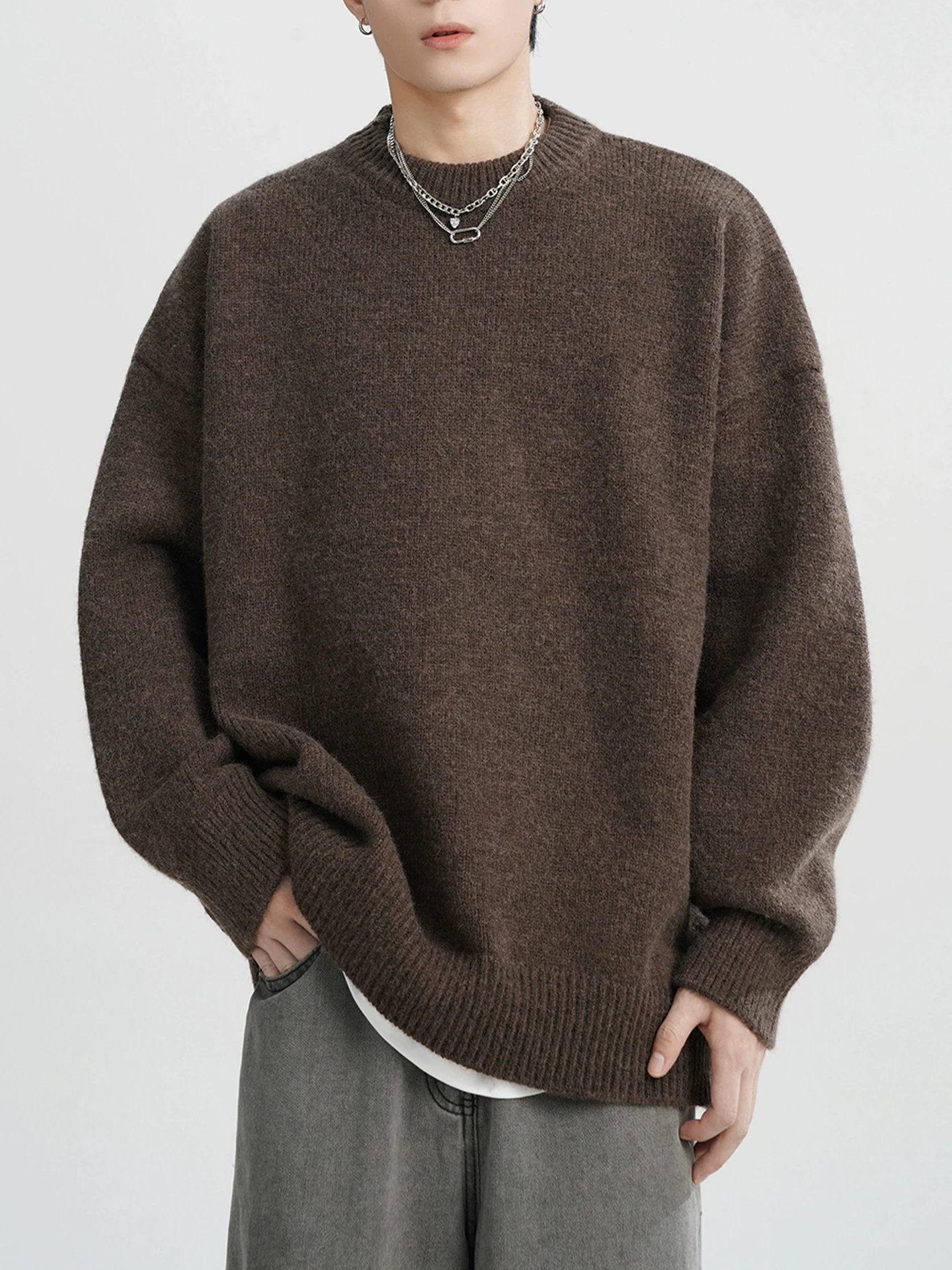 

Повседневный свободный вязаный свитер для подростков на осень-зиму из мягкого полиэфирного волокна, молодежная версия, доступны мужские и женские модели