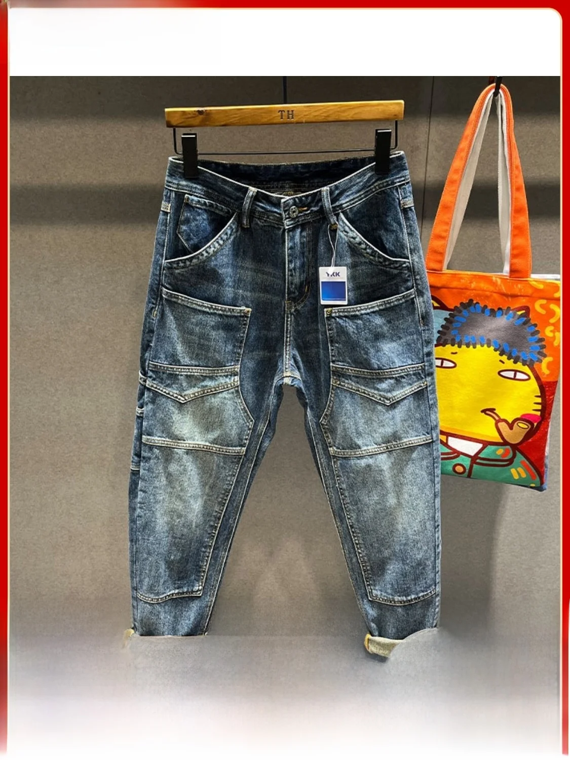 

Свободные прямые мужские джинсы для рабочей одежды American Sle High Street, модные брендовые весенне-осенние новые повседневные длинные брюки