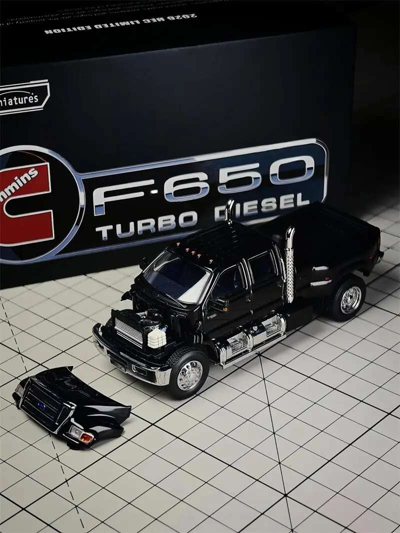 mk-miniatures-1-64-super-duty-f650-agate-black-hec-die-cast-car-model-miniature-gifts