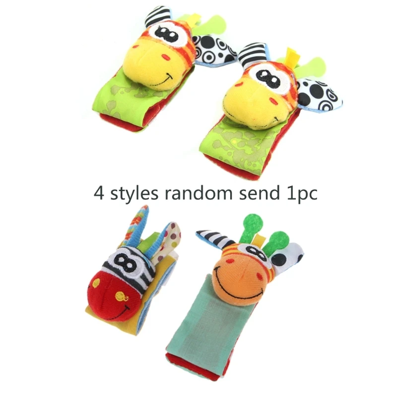 Q0KB Animal Infant Baby Kids Hand Wrist Bells Foot Sock Rattles Soft New