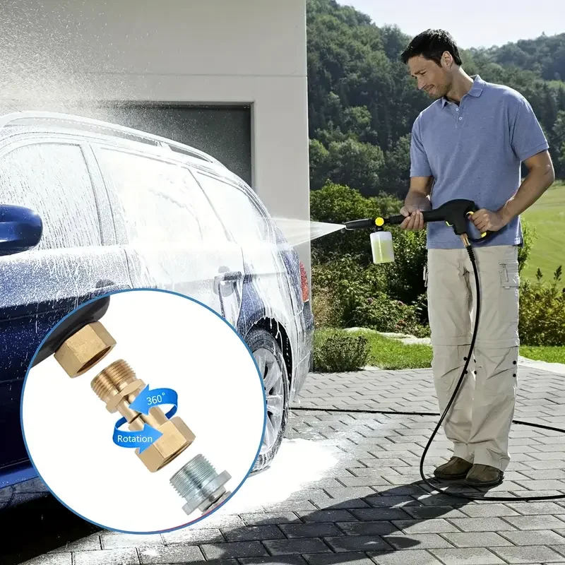 غسالة الضغط تركيب دوار M22-14mm 5000 PSI النحاس الاتصال السريع دوران 360 درجة لغسالات الطاقة #4