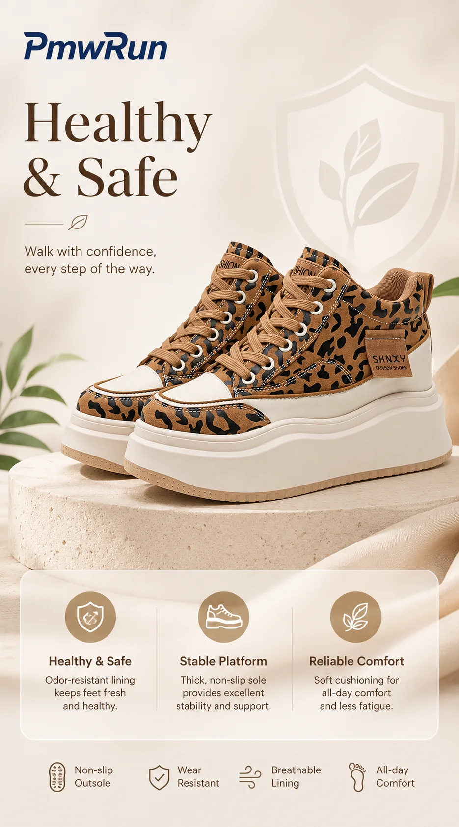 Trendige Mode-Leopardenstiefel für Damen PU-Leder Wasserdichte Herbststiefel für Frauen Höhenerhöhende Streetwear Damenstiefel – Detail 7
