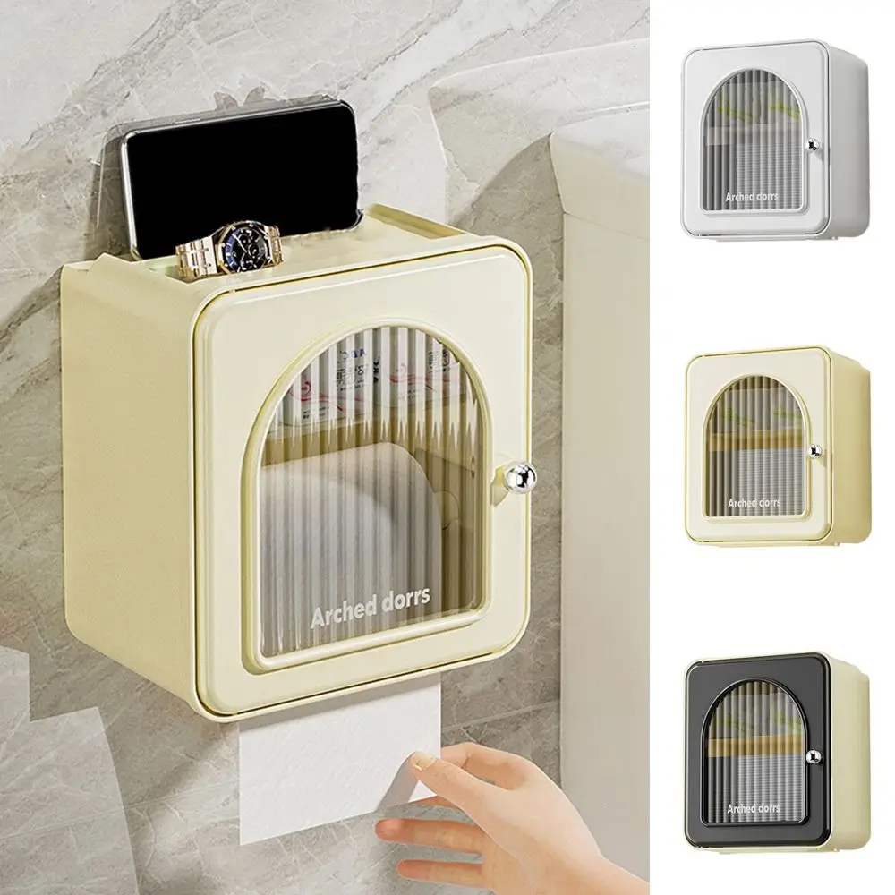

Creative Plastic Toilet Paper Rack Splash-Proof Waterproof Paper Towel Box Wall-Mounted Large Capacity Tissue Holder for Home