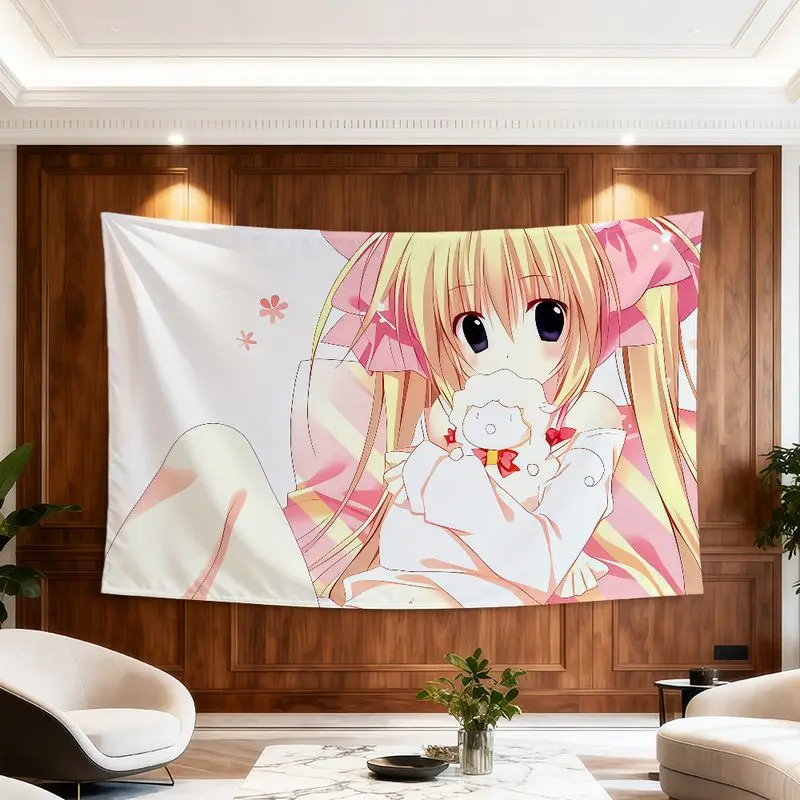VIKAMA Pink Wave Dot Sweet Girl Tapestry Cute Blonde Art Wall Hanging Living Room Sofa Background Wall Room Decoration