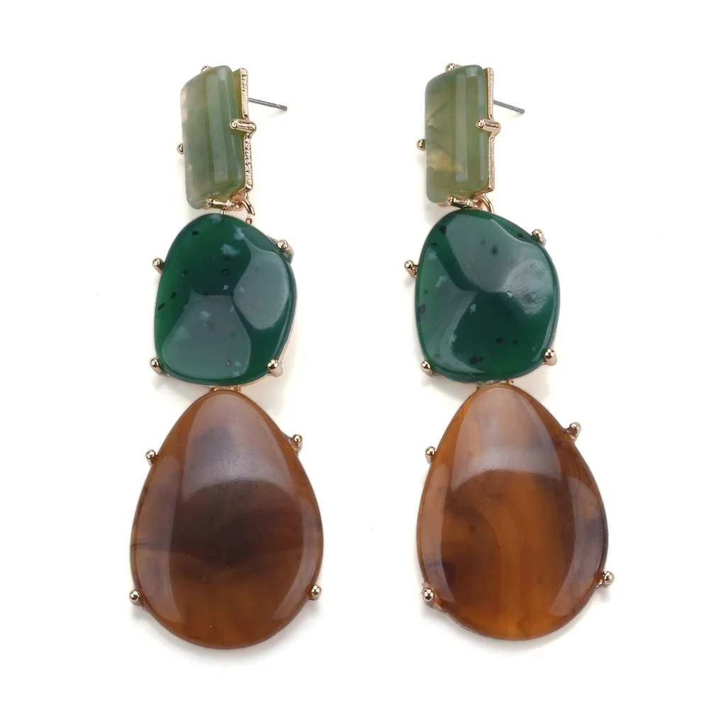 2026 جديد البوهيمي العرقية خمر الراتنج قطرة الماء أقراط النساء الهندي بيان الذهبي المعادن طويلة استرخى أقراط مجوهرات #1