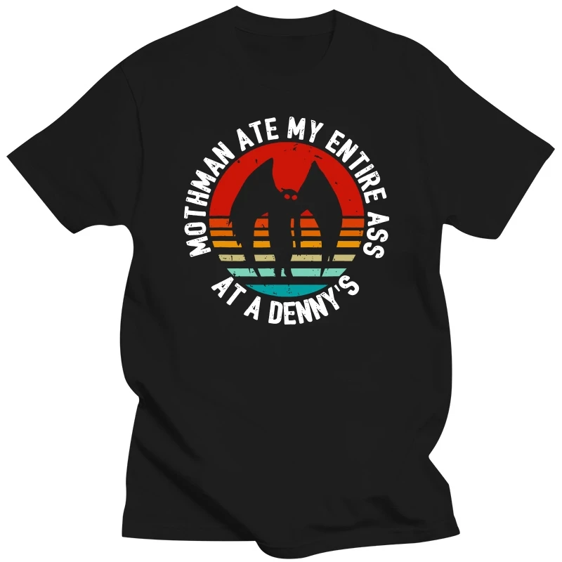 Funny Mothman Ate My Entire Ass Vintage Mothman Cryptid T-Shirt Mothman Sayings with Retro Sunset Short Sleeve Graphic Tee Tops