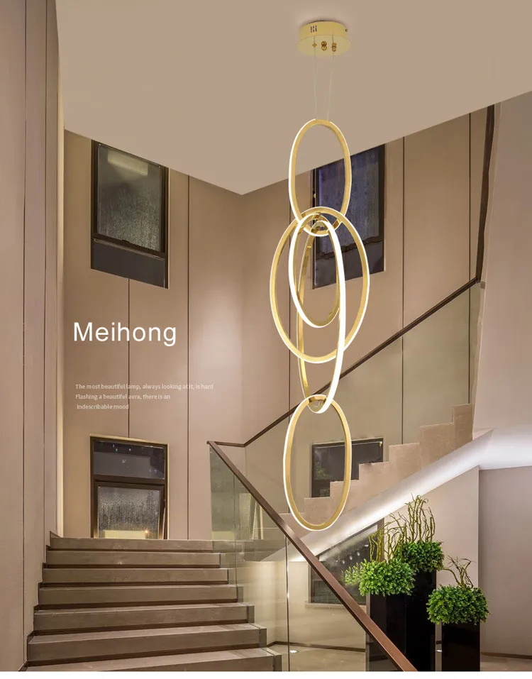 Post Polish Steel LED Pendant Light Gold