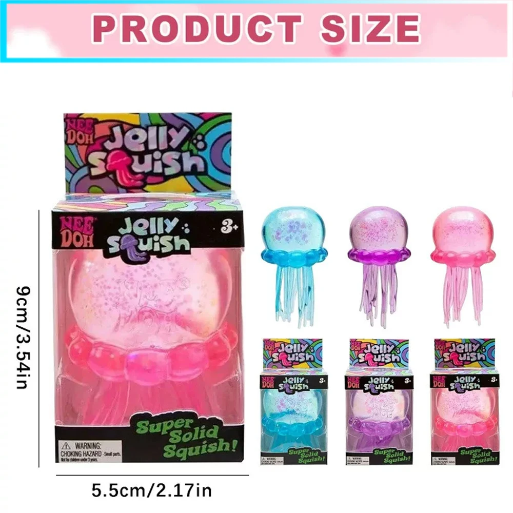 NeeDoh Fuzz Ball Jellyfish Squishy Blind Box Soft Toy Stress Relief Anxiety Sensory Gift Hot