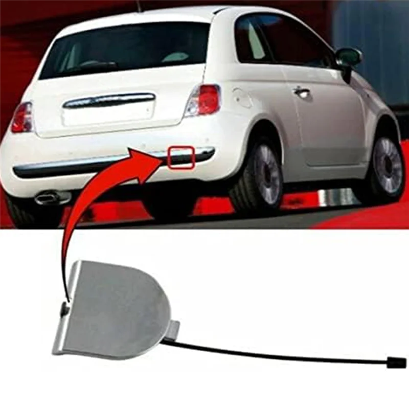 735455393 Rear Bumper Towing Cover Trailer Hook Cover Tow Hook Eye Cover for Fiat 500 07-12