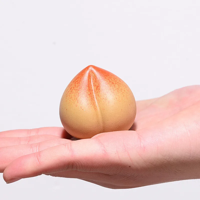 Peach Statue Creative Tea Pet Yixing Zisha Purple Clay Table Decoration Small