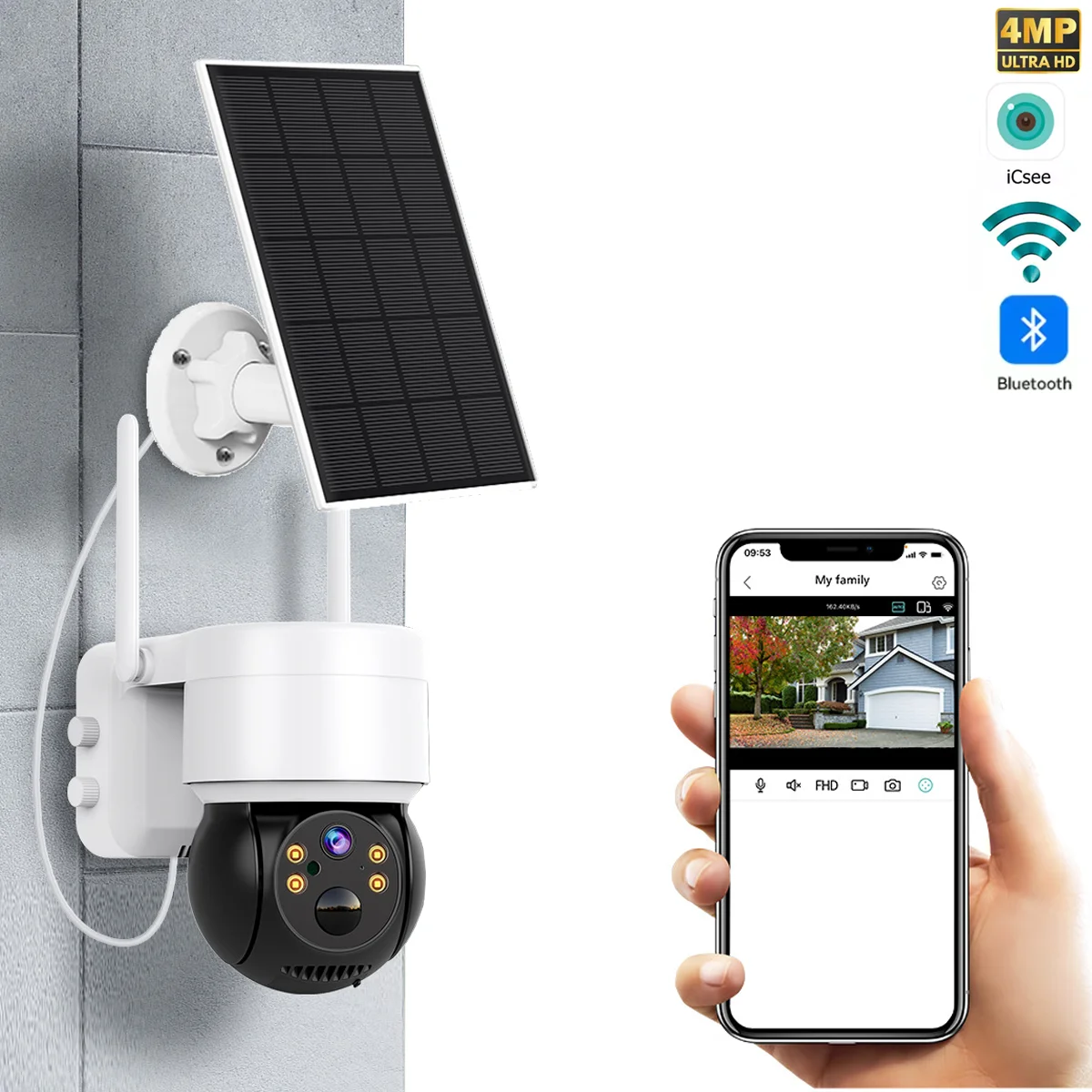 

Outdoor Security Camera Solar-Powered 1080P HD Pan-Tilt 2-Way Audio AI Detection IP66 Waterproof Multi - Device Compatibility