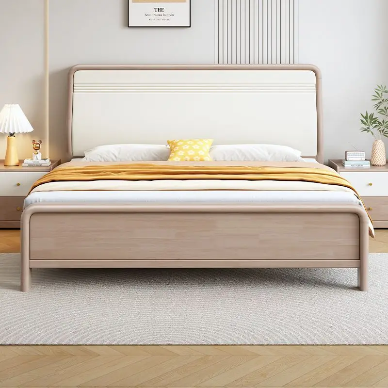 

All solid wood modern simple bed thickened tenon and mortise full bed double master bedroom high-grade bed