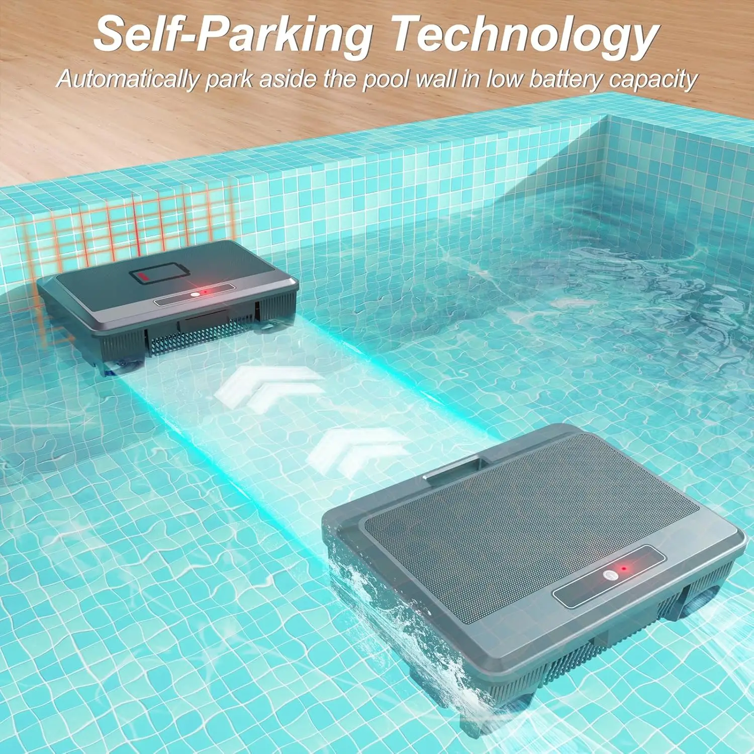 Upgraded Solar Pool Cleaner Powered Robotic Pool Vacuum Surface Cleaner with Remote Control Dual Charging Option of Pool Skimmer view 6