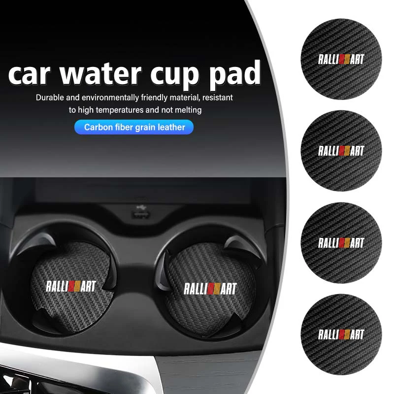 

2PCS Carbon Fiber Car Coaster for Mitsubishi Pajero Outlander Lancer Anti-slip Cup Holder Mat Interior Accessories