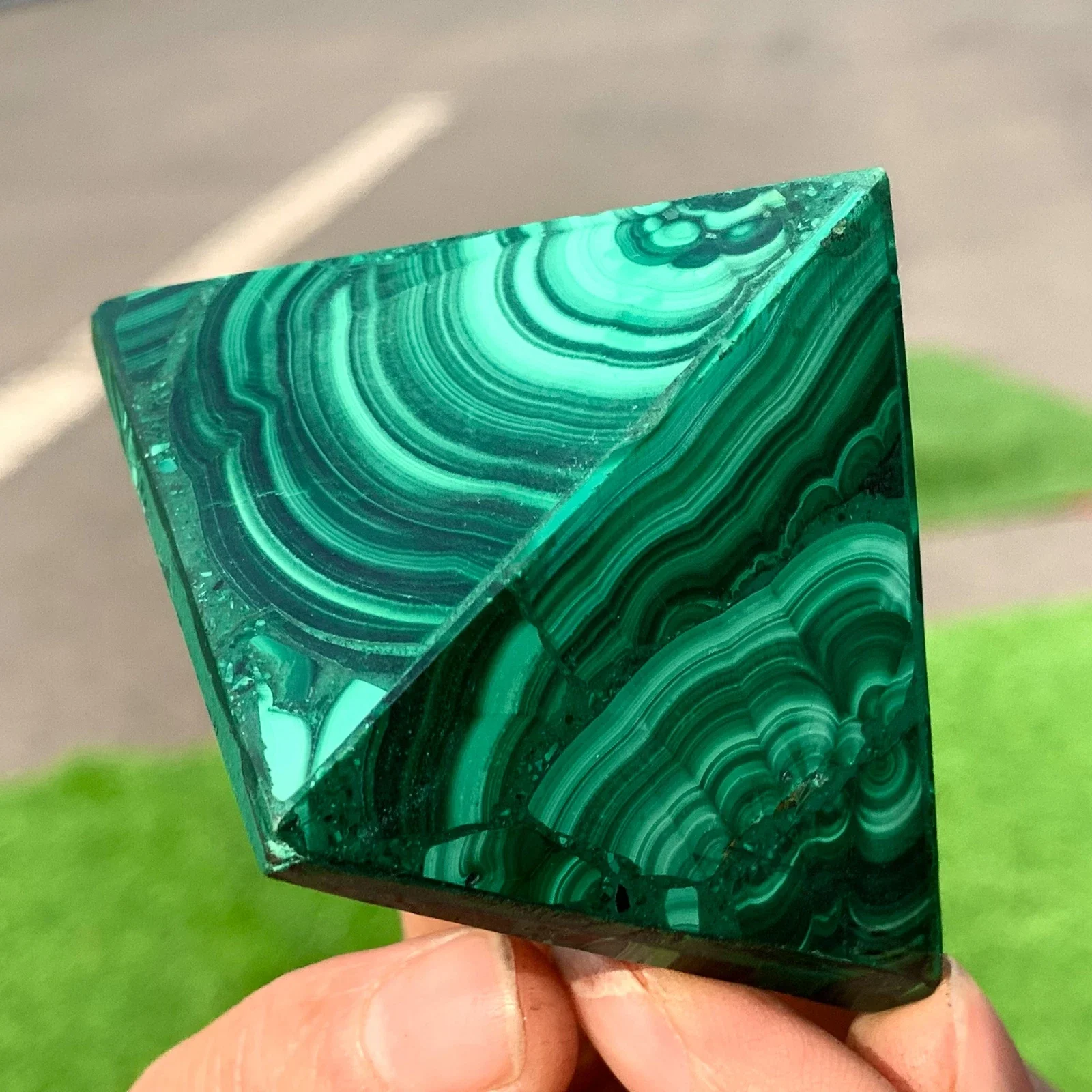 Natural Green Malachite,Pyramid, Quartz Crystal Green Ore, Mineral, Reiki, Healing, Wealth, Pyramid