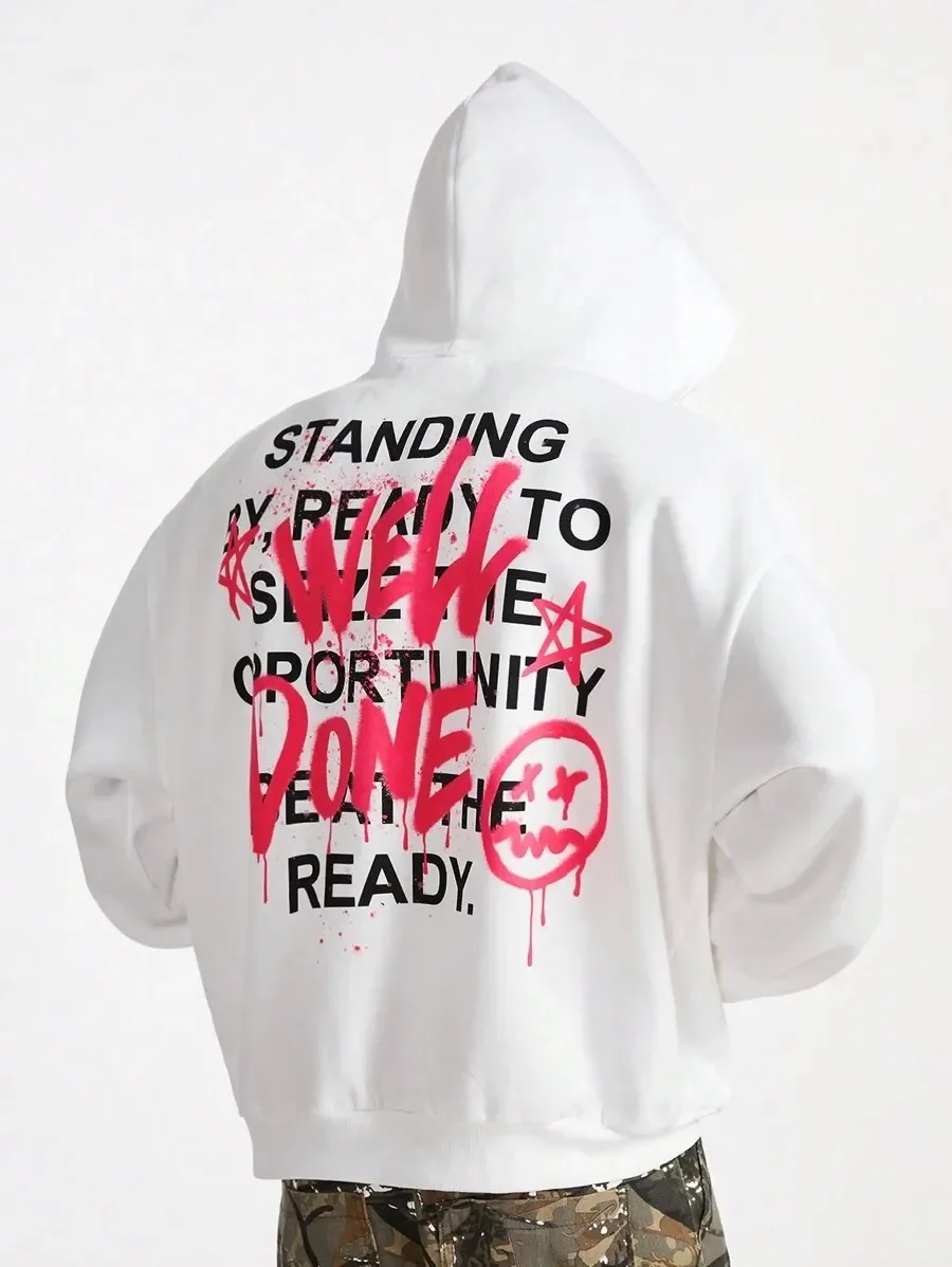

Fashionable Pure Cotton Hoodie Featuring Graffiti - Themed Design with "WELL DONE" Perfect for Urban Art Aesthetics Flaunt Look