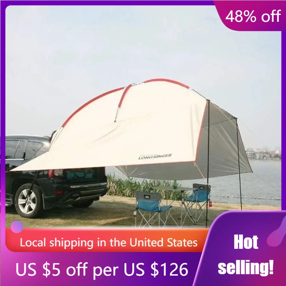 

Portable Auto Canopy Camper Trailer Sun Shade for Camping Shelter Shade Awning Tent With Both Sides Awnings Freight free