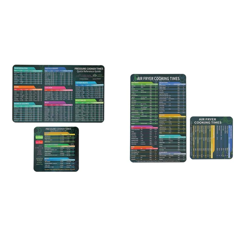 Accesorios Tiempo de cocción, Diagrama de freidora de aire Placa magnética: Guía de referencia rápida para cocinar y freír