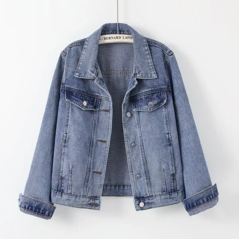 

Women Vintage Denim Coat Solid Single Breasted Casual Jacket Lapel Long Sleeve Jackets Pockets Lady Simple Regular Autumn 2025