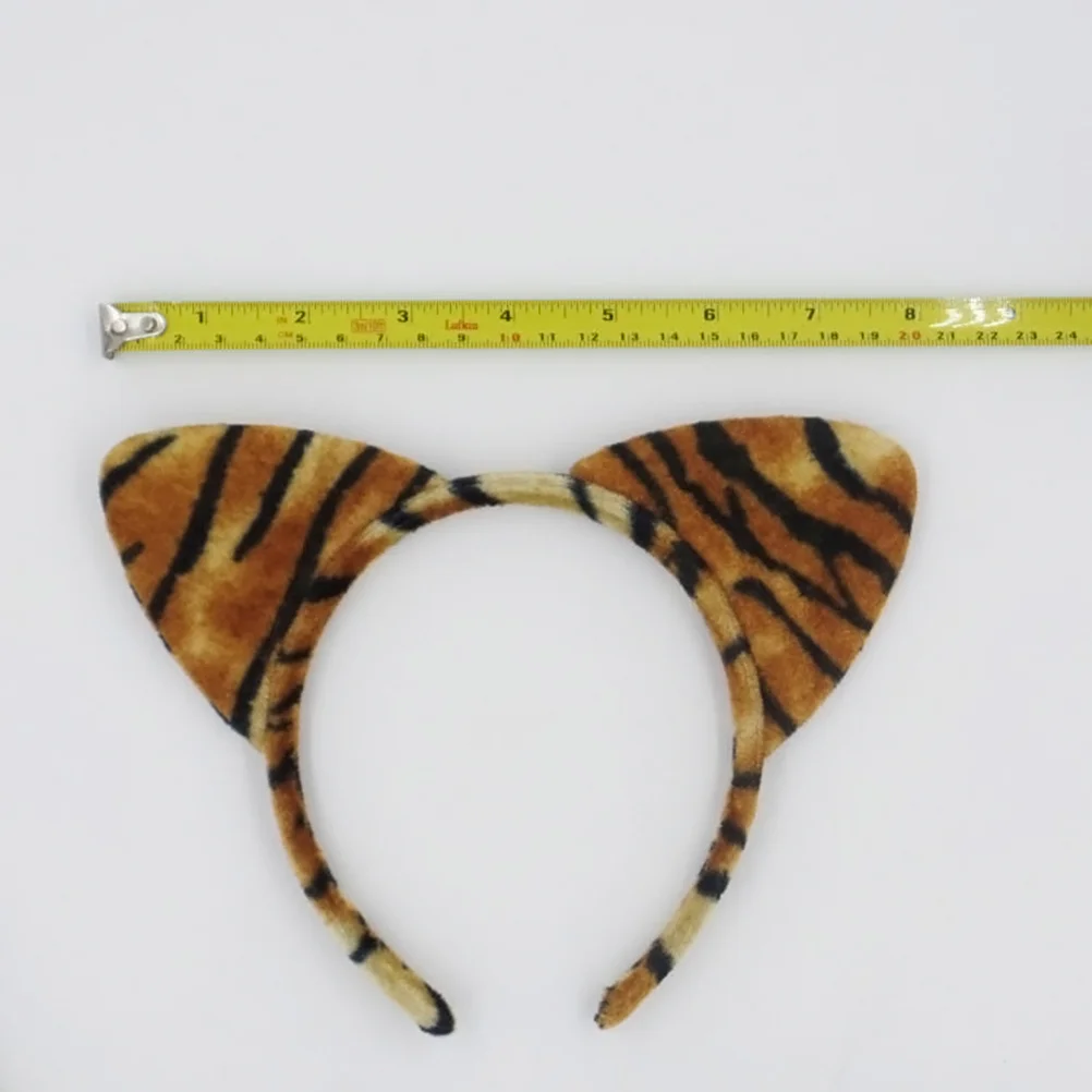 3Pcs anak-anak telinga kucing ikat kepala dasi kupu-kupu Set ekor pesta kostum Cosplay (Tiger Stripe) kucing cosplay set cosplay kucing