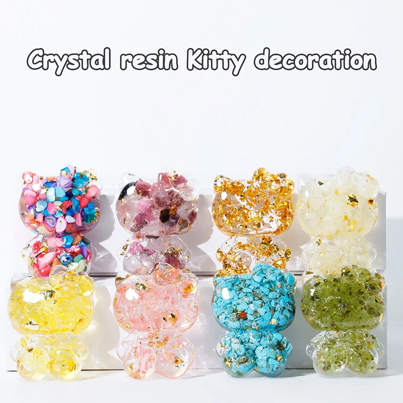 Cute Kawaii Sanrio Crystal Gravel Kitty Cat Ornaments Crafts Office Desktop Living Room Study Accessories