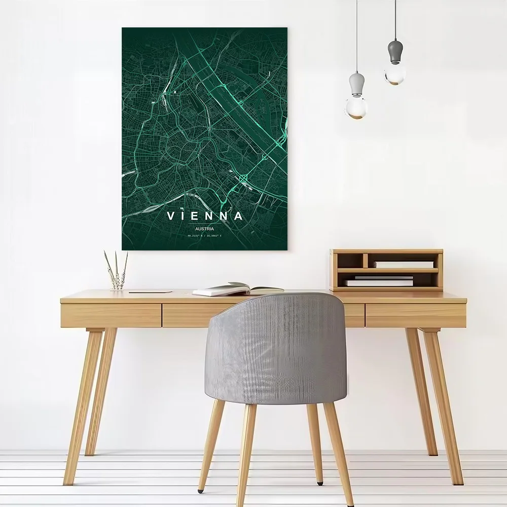 Vienna Map Printed Canvas Poster Personalized High Quality Wall Art Paintings for Painting Modern Home Decoration Ornaments Room