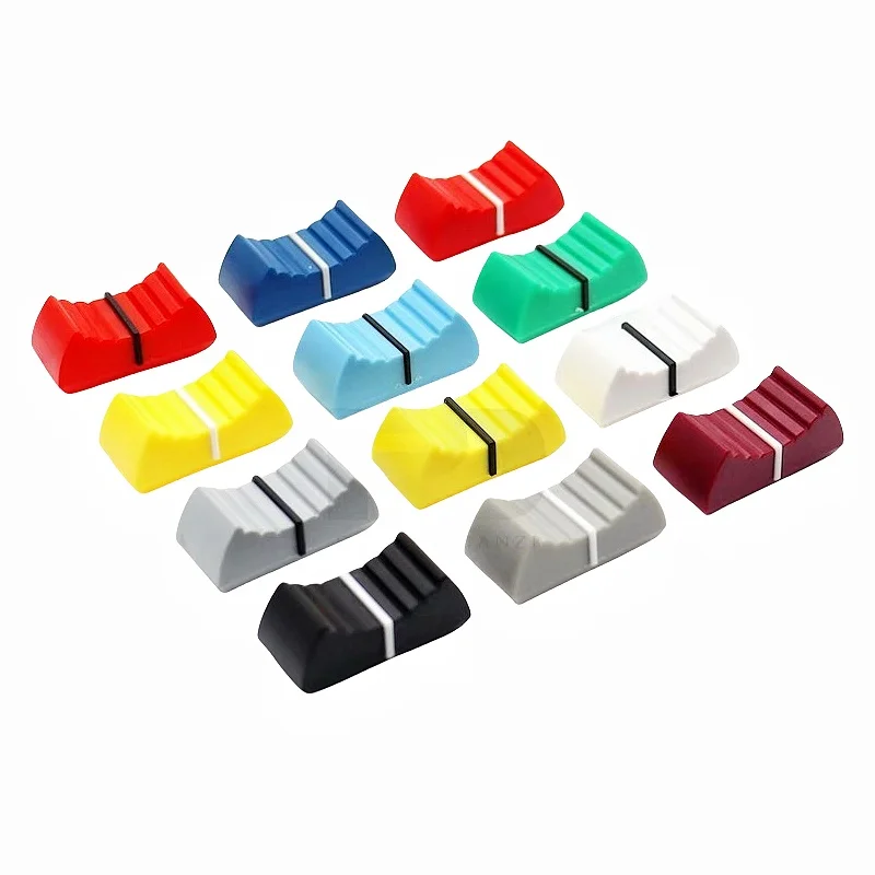 10pcs 24x12x11mm Mixer Electronic Keyboard Slide Potentiometer Plastic Cap Mixer Desk Fader Knobs 2x4mm 1x8mm Jack Push Cap