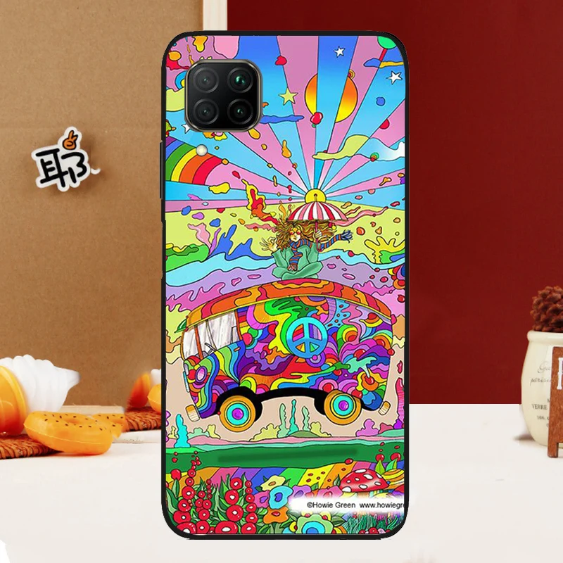 Hippy Peace Bus Cat For Huawei Nova Y60 Y61 Y70 Y90 Y91 Nova 11i 8i 3i 5T 9 10 SE 11 Pro P20 P30 P40 Lite Case