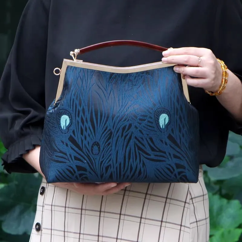 

Винтажные женские сумки с верхней ручкой в стиле шоколадного цвета, сумка с павлиньими перьями, женские сумочки, женские сумки через плечо с цепочкой