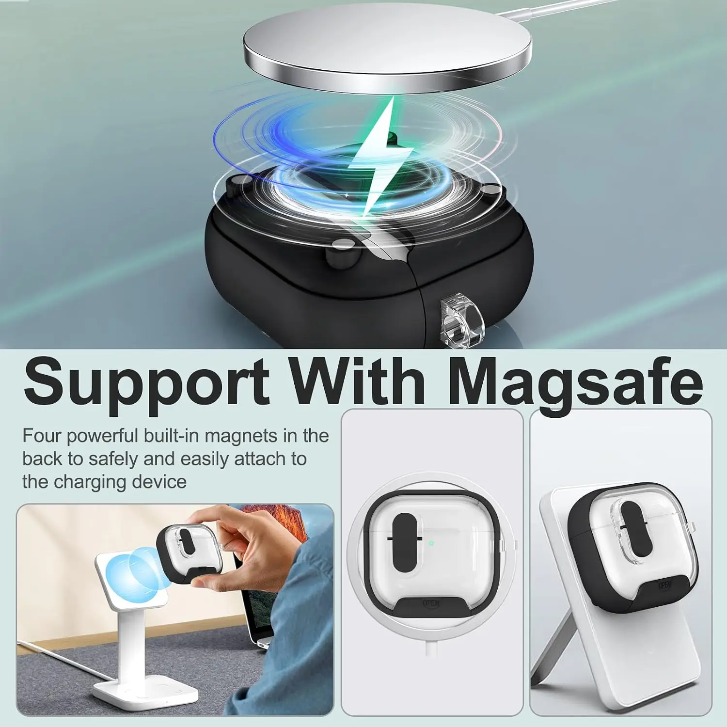 2026 Case For AirPods 5/4/Pro 3 [Magnetic Automatic Lock] Headphone Case with Phone Stand&Cleaning Kit For New AirPods 5/4/Pro 3