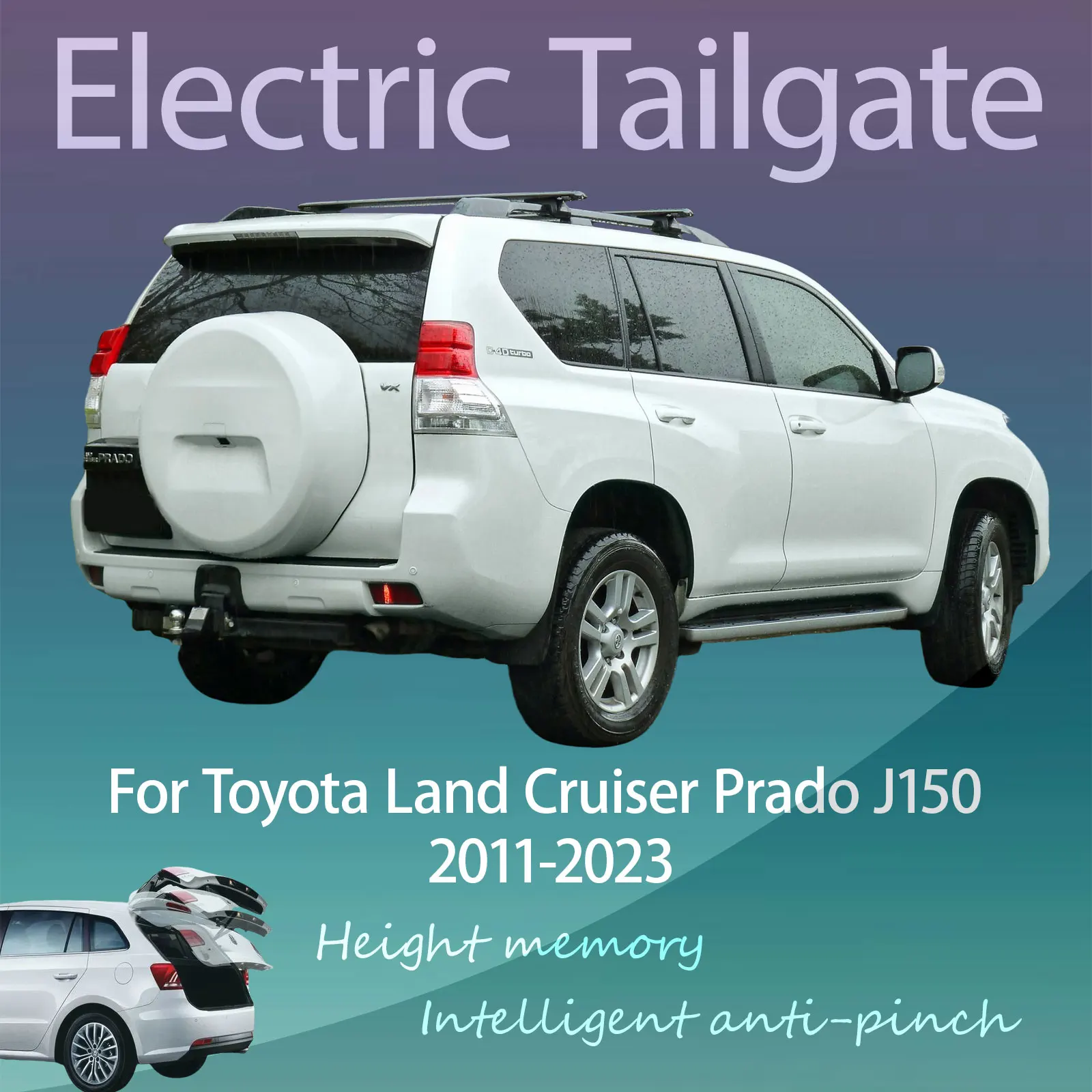 For Toyota Land Cruiser Prado J150 2011-23 Electric Tailgate Hands Free Operation Dual Rod Electric Trunk Suction Smart Control