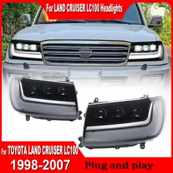 2PC Car Light For Toyota Land Cruiser LC100 1998-2007 Headlight LED Projector head Lamp Daytime Running Light Auto Accessories