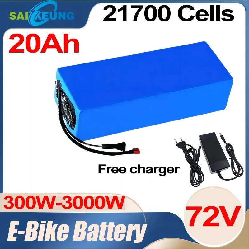 

72v battery 60ah 20ah 30ah 40 50 ah 300w-3000w High Power 84V Electric Bike Motor Scooter Ebike 21700 Batterie Pack with charger