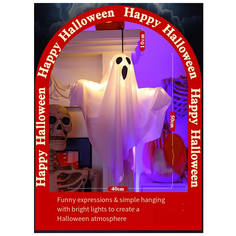 

AB46-Halloween Decoration LED Hanging Lamp Glowing White Ghost Horror Indoor Layout Atmosphere Lamp