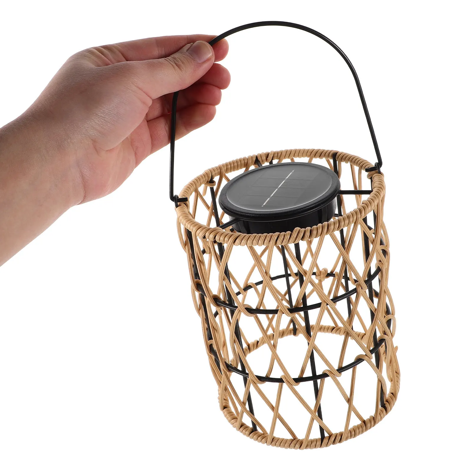 Decorative Solar Lantern Sunlight Lamp Farmhouse Lights Outdoor Garden for outside Hanging Wicker Landscaping Flickering