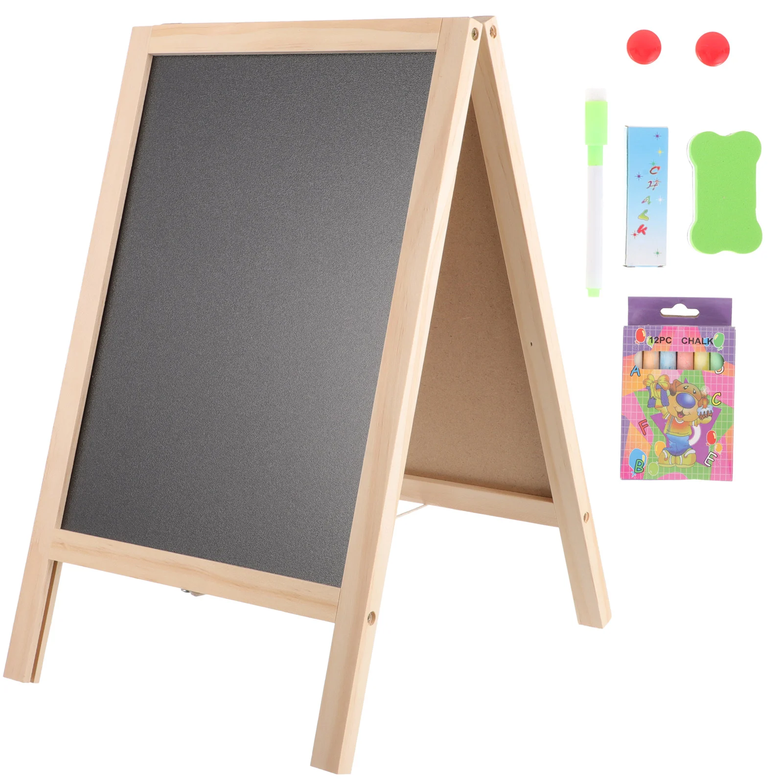 Erasable Chalk Board Reusable Drawing for Kids Whiteboard Small Chalkboard Writing Double Sided Compact Size Wooden