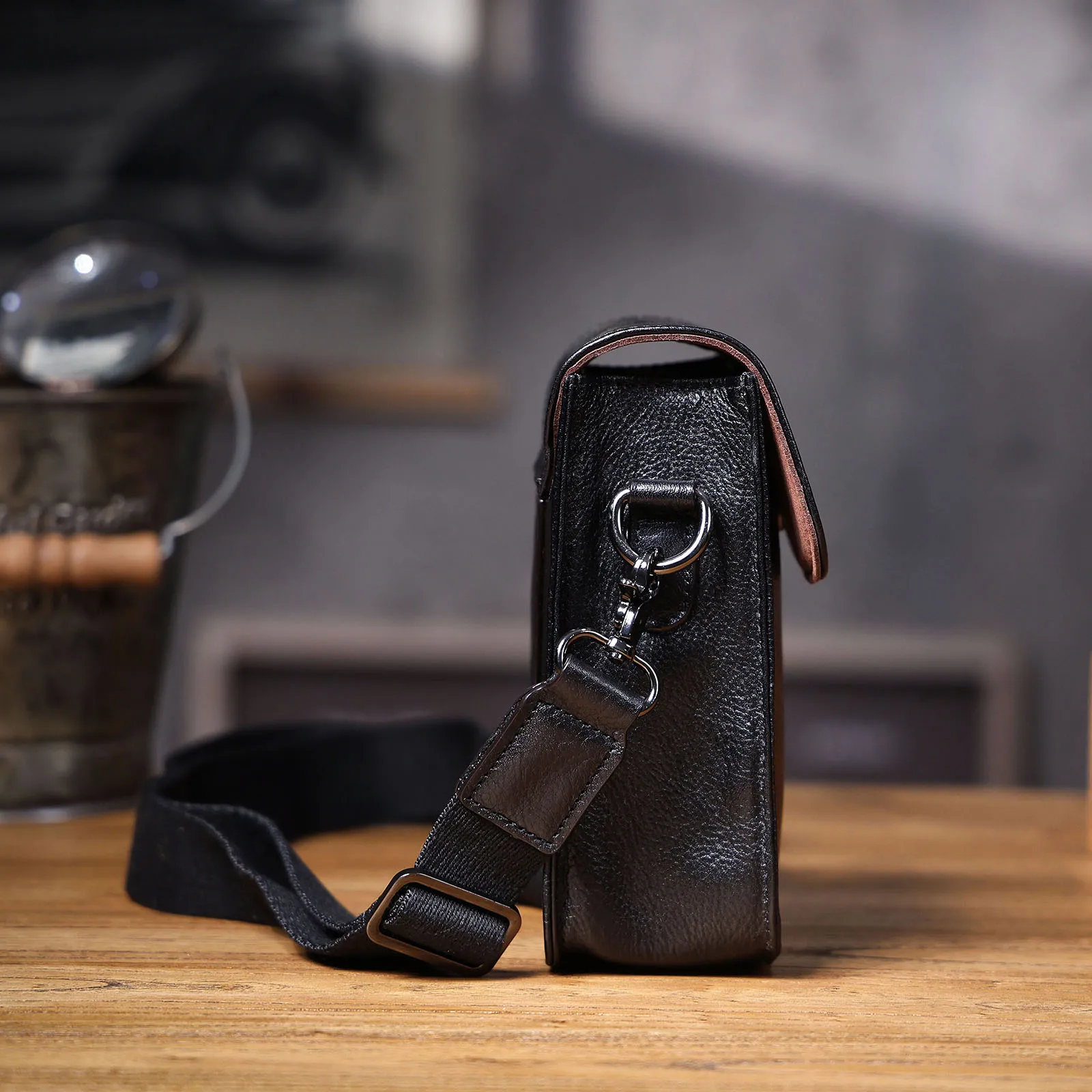 Echte Leder-Umhängetasche für Herren, Crossbody-Taschen, einfache Rindsleder-Gürteltasche, hochwertiges, pflanzlich gegerbtes Leder, modisch und lässig – Detail 25