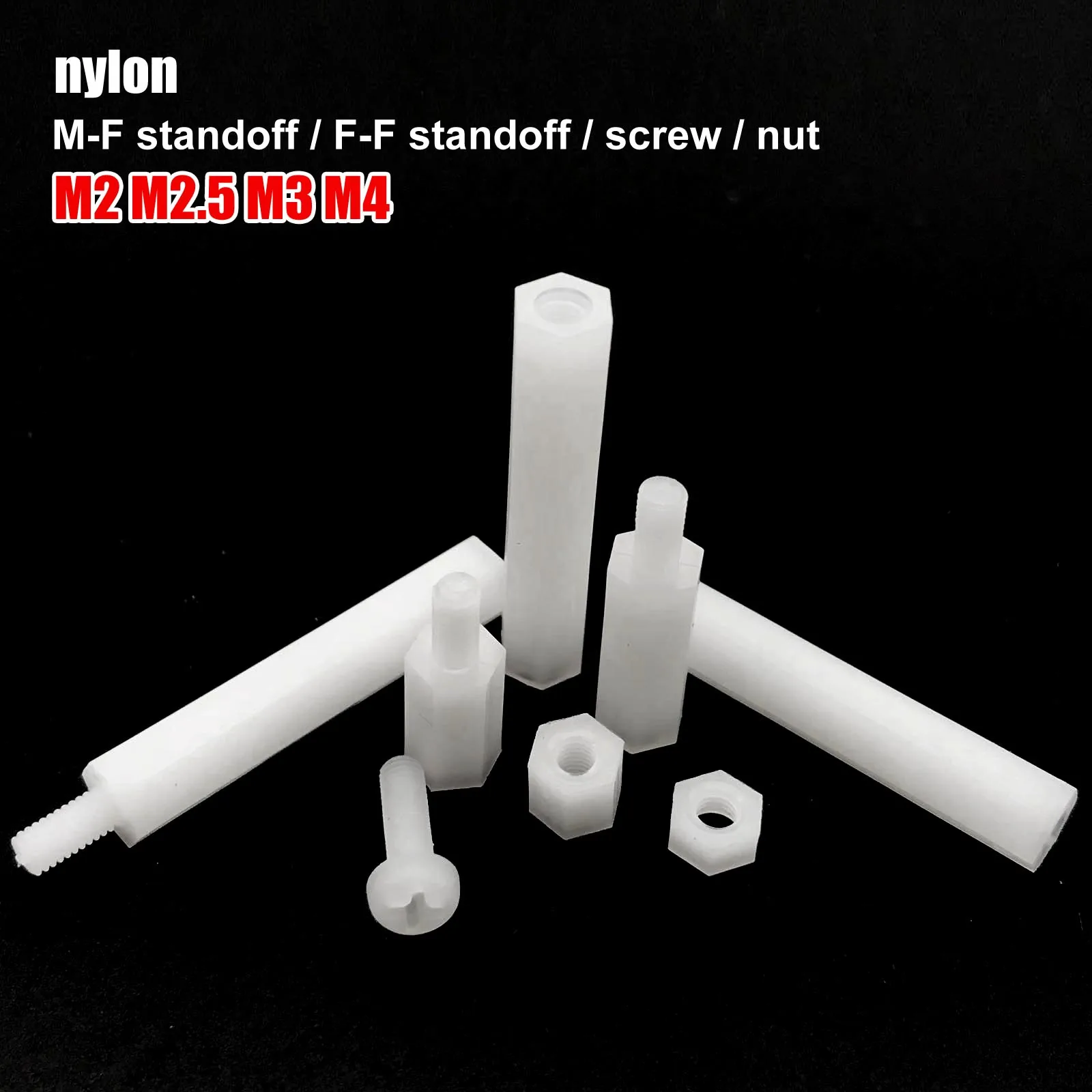 50pcs M2 M2.5 M3 M4 White Nylon Plastic Hex Standoff Hexagon Pillar Male Female Spacer Phillips Bolt For PCB Board Motherboard