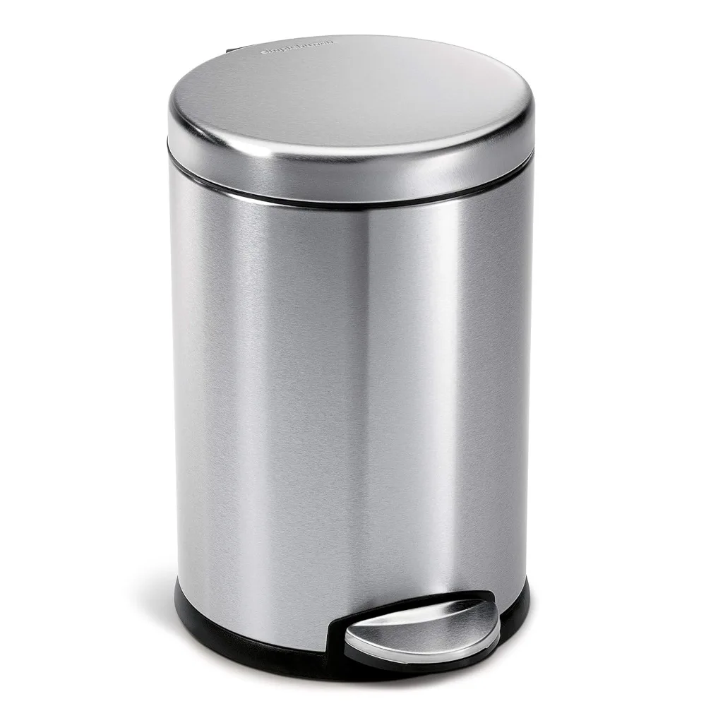 

4.5 Liter / 1.2 Gallon Round Bathroom Step Trash Can, Brushed Stainless Steel
