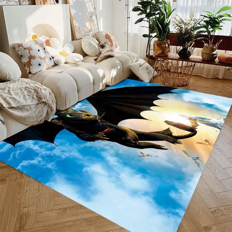 Toothless Rugs Hiccup Warrior Cartoon Movie Plush Carpet Children's Room Living Room Decoration Non-slip Washable Carpet