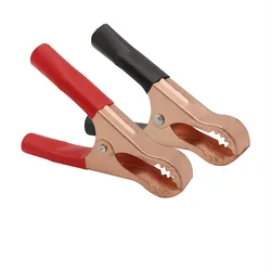 2/10Pcs 50A Crocodile Car Caravan Van Battery Test Lead Clips Alligator Clips Connector Plug Power Clamp Red + Black
