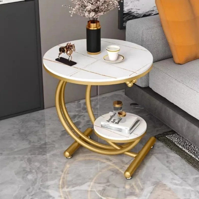 

Creative balcony small table simple art coffee table small light luxury rock slab corner few cabinet