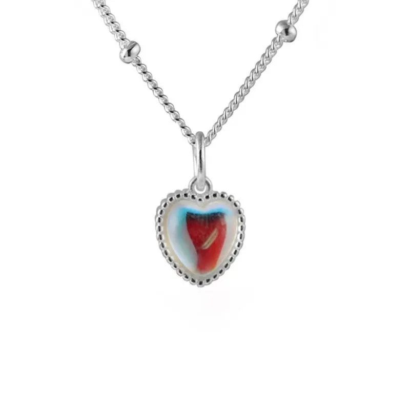 Gradual Colorful Stone Love Collar Chain French Girl Feeling Overlapping Moonlight Stone Heart Shaped Necklace Lucky Jewelry