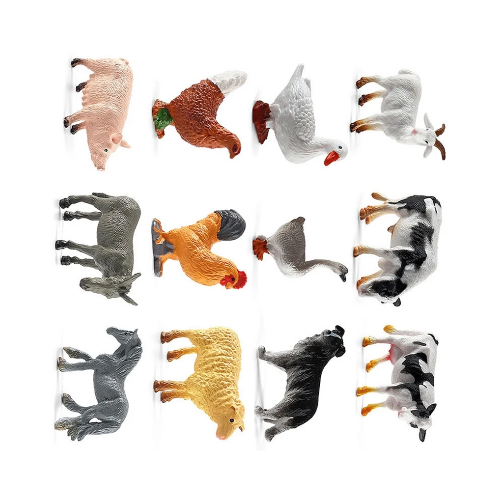 12 Pieces Farm Animal Models Early Education Tools Ornament Decoration