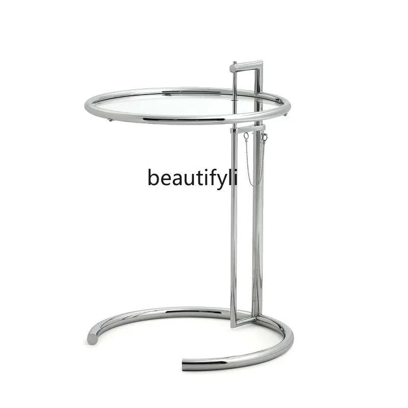 Nordic designer coffee table personalized phone, side table simple tempered glass multifunctional stainless steel