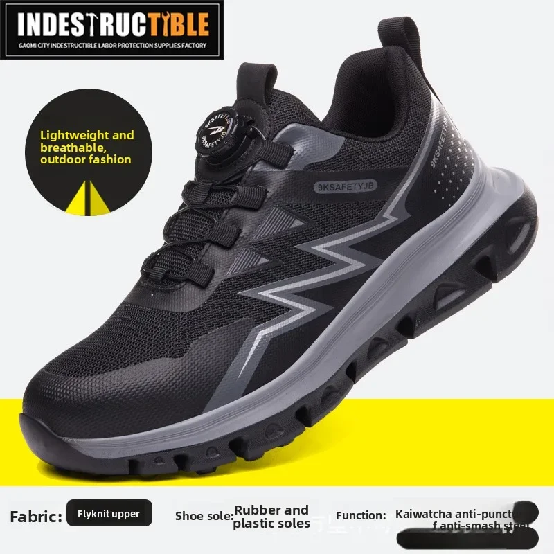 Men's Summer Breathable Steel Toe Safety Shoes Anti Smash Puncture Resistant Non-Slip Durable Work Boots for Construction
