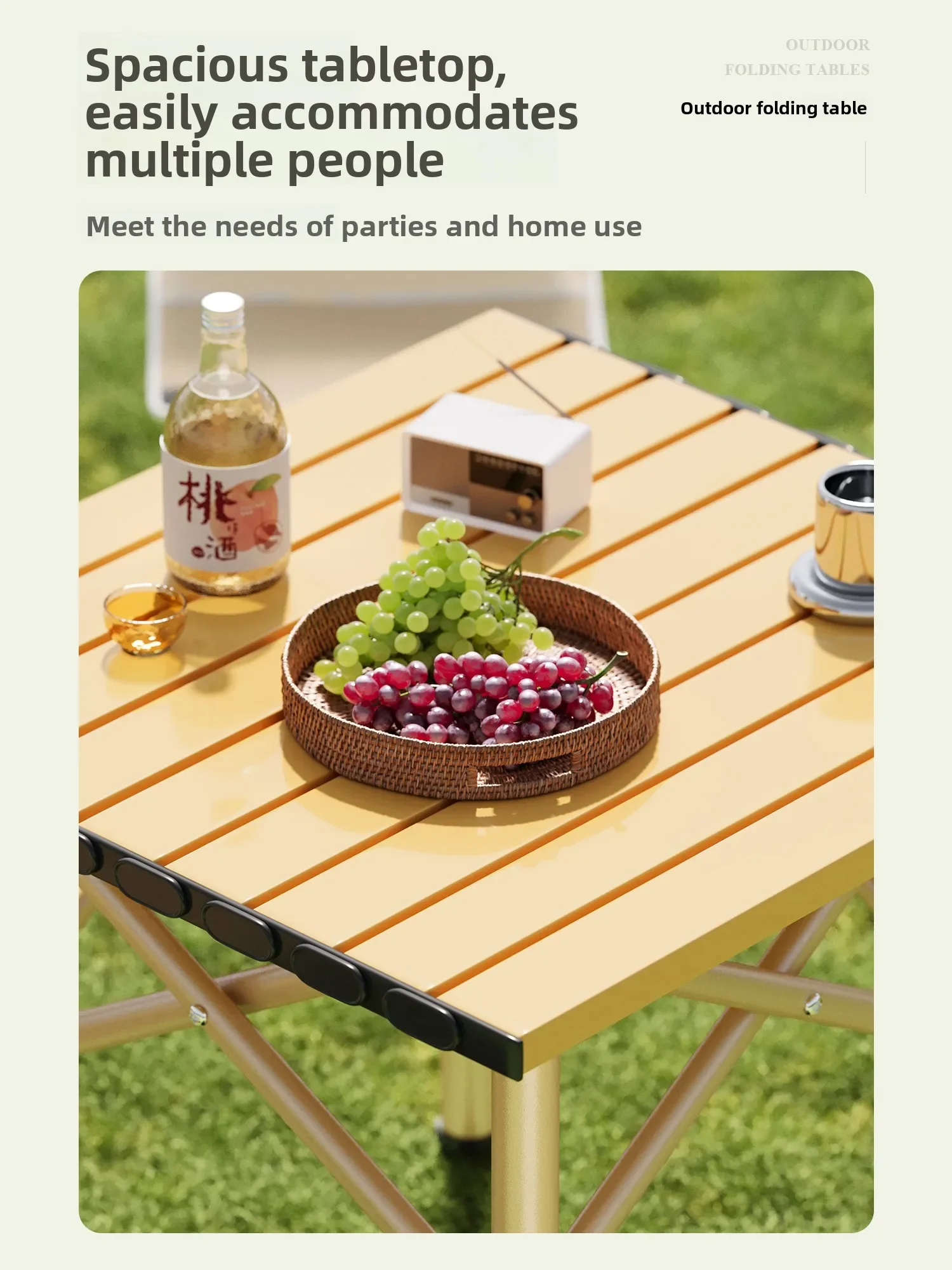 Outdoor portable dining table, egg roll table, picnic table and chair set, small square picnic table.