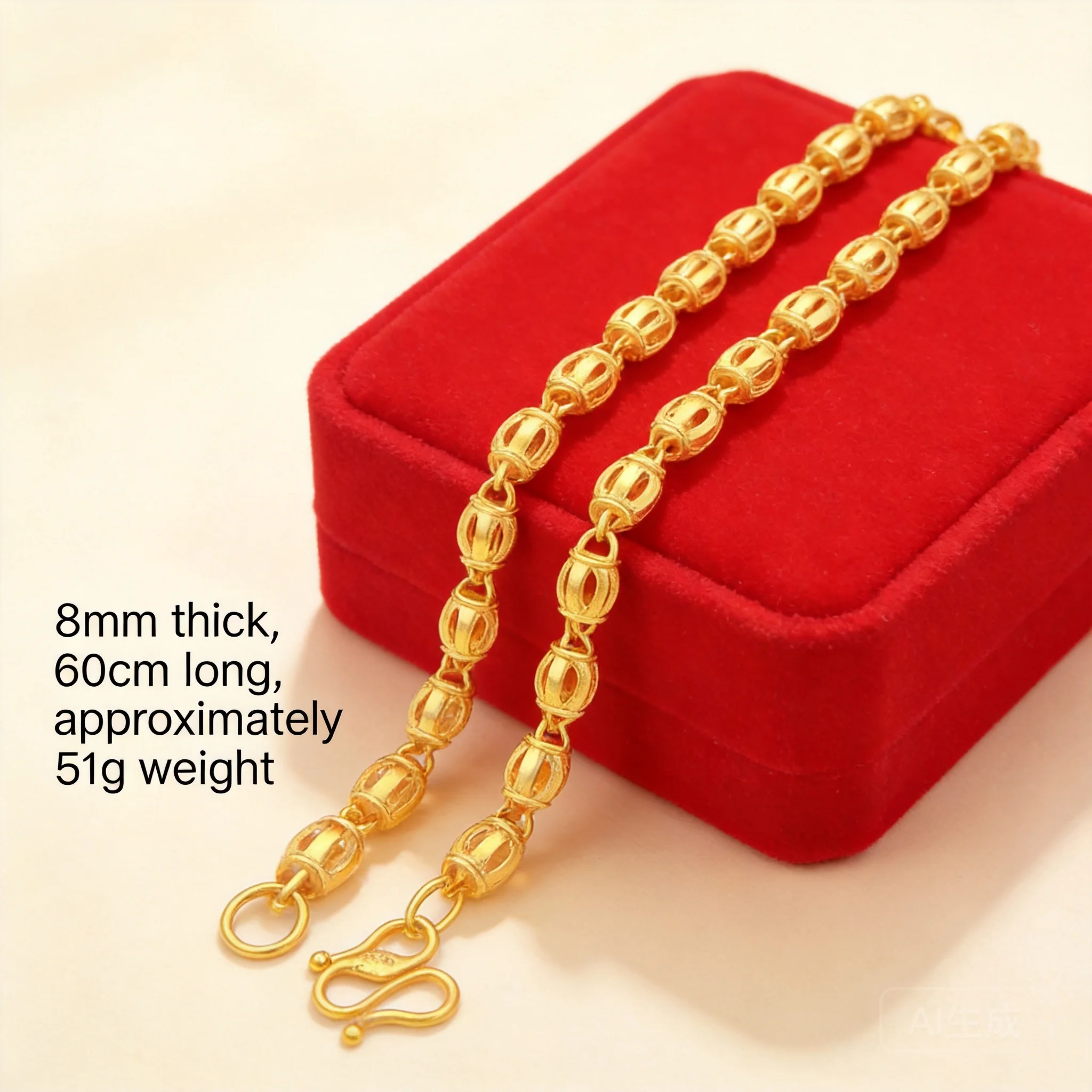 Men's Hollow Bamboo Lantern Chain Necklace Fashion Jewelry For Daily Wear Party Gift 2026 New Brass Gold Plated 8mm Thick 60cm