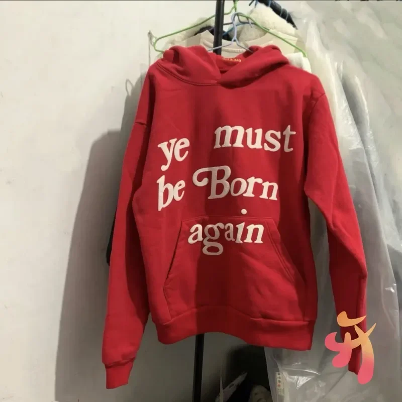 

Stock Winter Red Fleece Ye Must Be Born Again CPFM Hoodies Casual Street Foam Letter Kanye West Hoody Men Women Sweatshirt