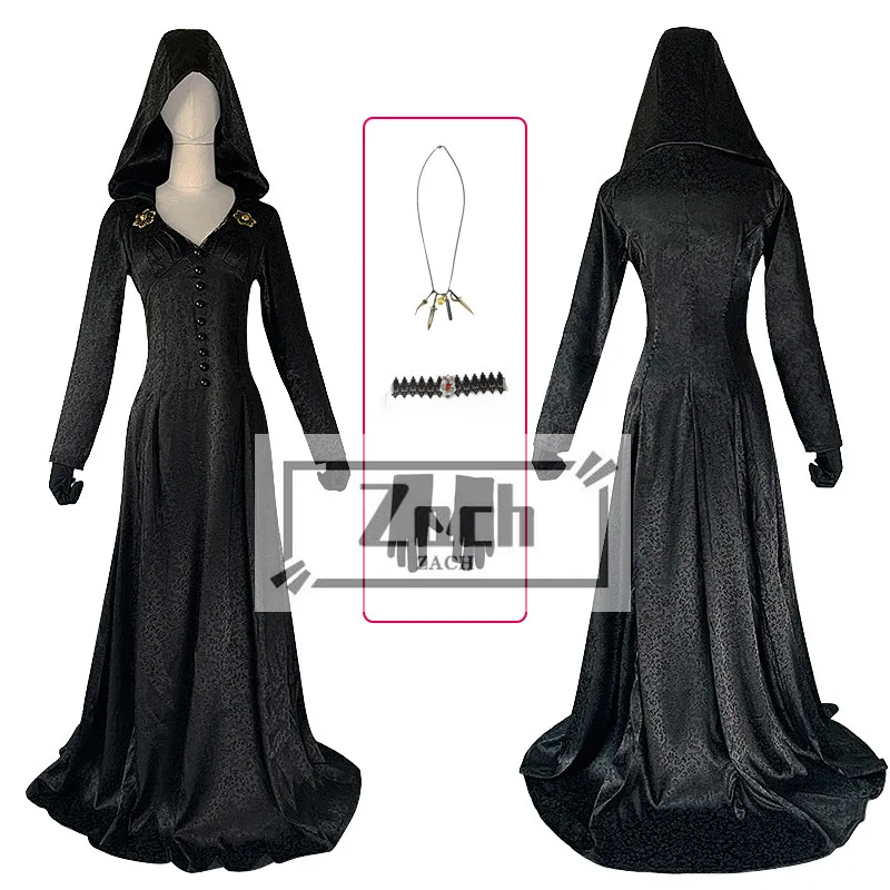 فستان ملكة مصاص الدماء مع قلادة ، قرية شريرة ، بيلا ، إيزابيلا ، روب ، زي تنكري ، ملابس مسائية ، هالوين ، حفلة فاخرة